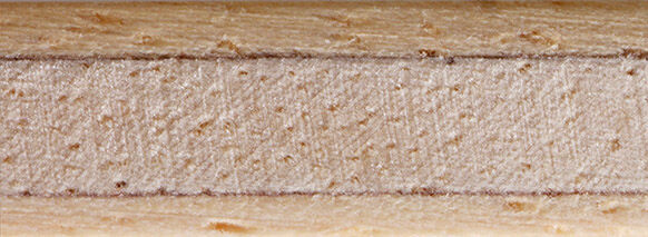 Tibhar CO-S-3 asztalitenisz-ütőfa keresztmetszeti képe - 3 rétegű